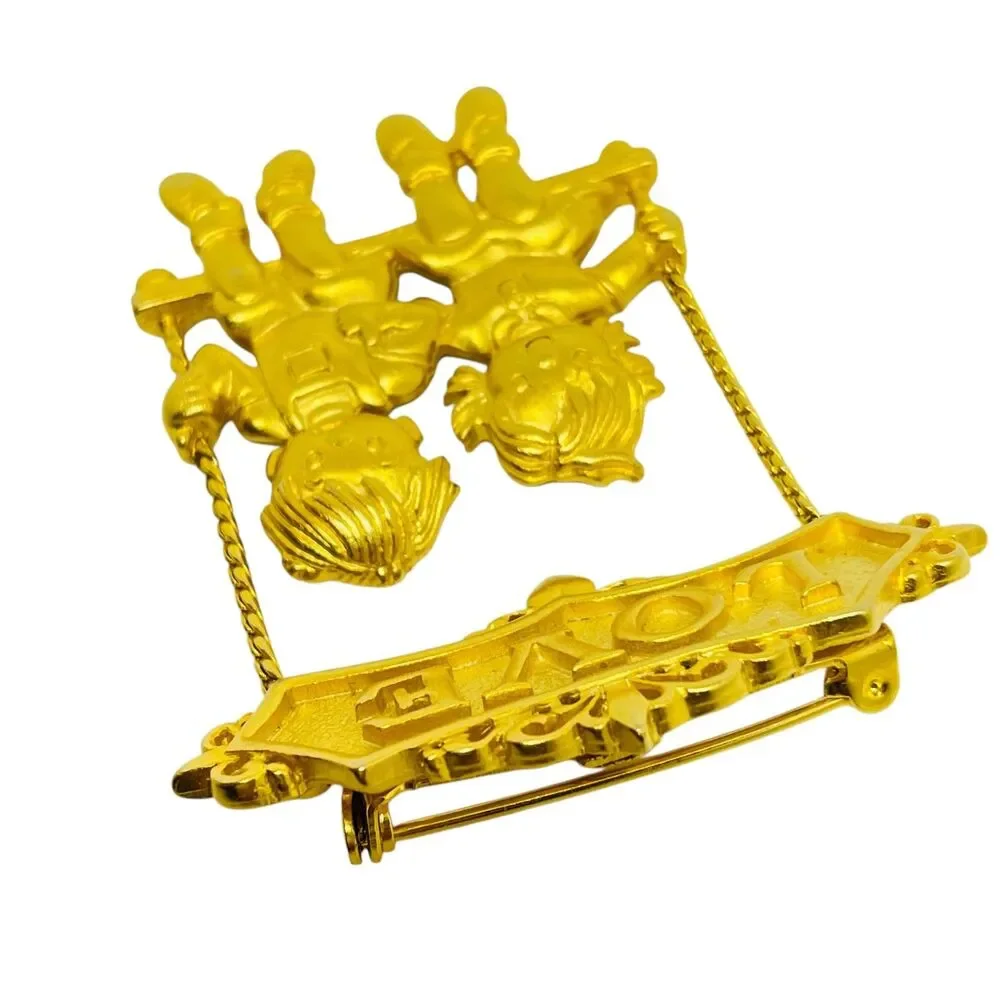 JJ signed vintage boy girl LOVE couple swinging designer brooch